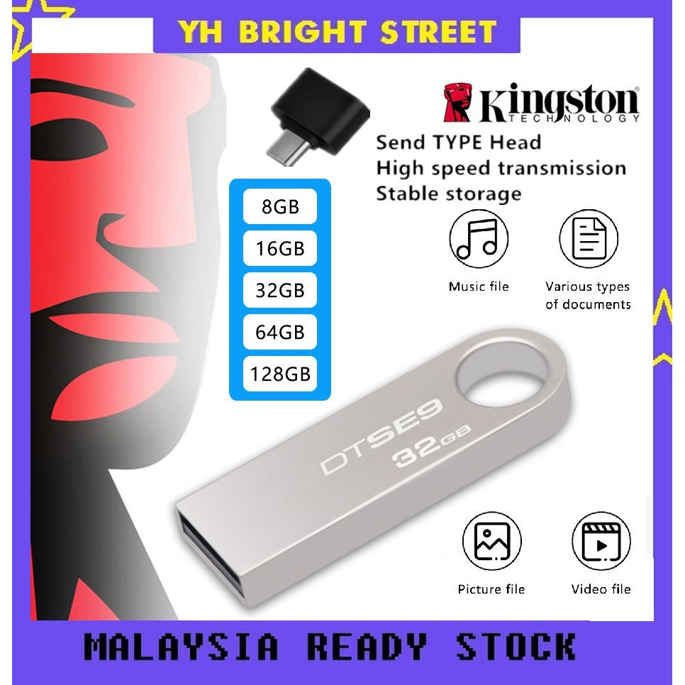แฟลชไดรฟ์ 3.0USB ความเร็วสูงของ Kingston 2TB 128GB 64GB การ์ดหน่วยความจํา 32GB 16GB ไดรฟ์ USB สากล