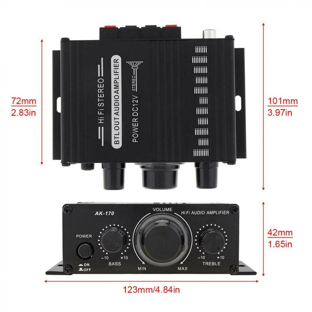 BUYBUYTECH เครื่องเสียงรถยนต์ซับวูฟเฟอร์แอมป์เฟอร์สเตอริโอแอมพลิฟายเออร์ AMP6 AK-170 AK-270