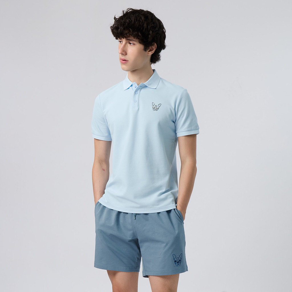 ESP เสื้อโปโล เฟรนช์ชี่ ผู้ชาย สีฟ้า | Frenchie Polo Shirt | 04028