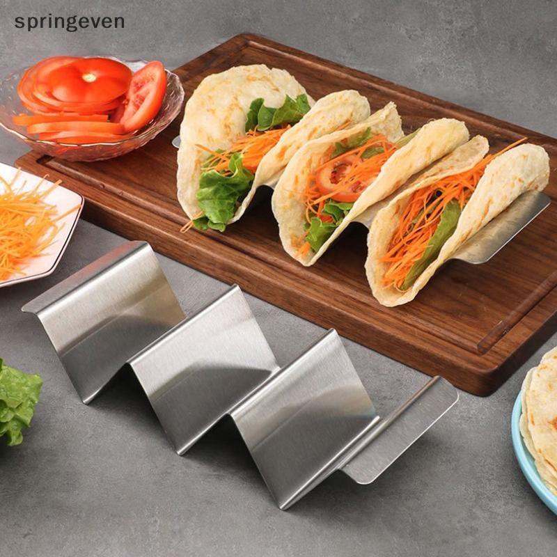 [springeven] Taco Holder Stand Pancake Rack สแตนเลส Tortilla Taco ถาด Taco แผ่นขาตั้งจอแสดงผลชั้นวางอาหารเม็กซิกันครัวเครื่องมือใหม่สต็อก