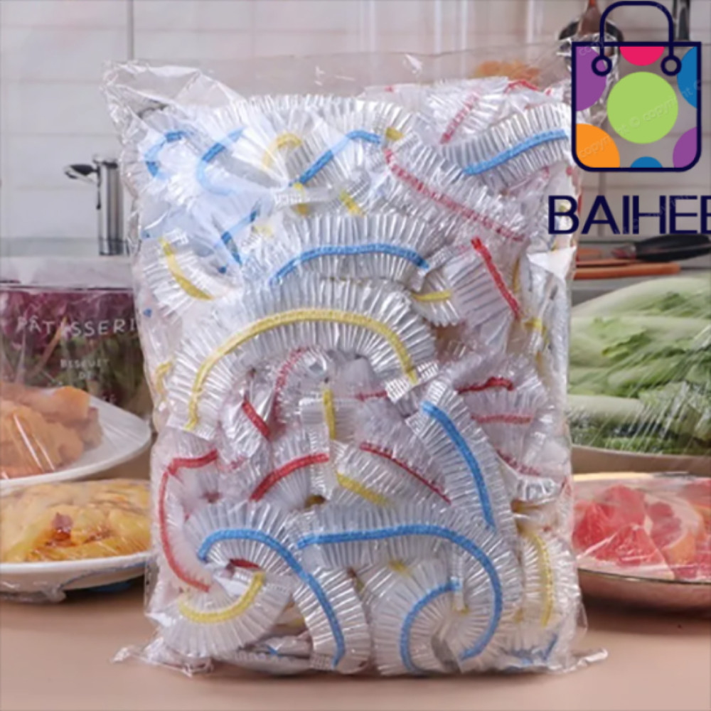 Baihee 100 ชิ้นฝาครอบอาหารแบบใช้แล้วทิ้ง,สีขาวยืดหยุ่นปากห่อพลาสติก,ฝาปิดอาหารยืดหยุ่นสด-เก็บถุงพลาสติกสําหรับผักผลไม้