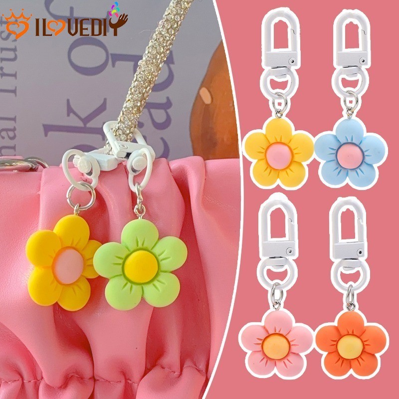 [ ที่โดดเด่น ] เสน่ห์พวงกุญแจดอกไม้ที่มีสีสัน - กุญแจรถแขวนเครื่องประดับ - ของขวัญวันเกิดเด็ก - ทําเอง กระเป๋าตกแต่งจี้ - พวงกุญแจดอกไม้เรซิน - อุปก