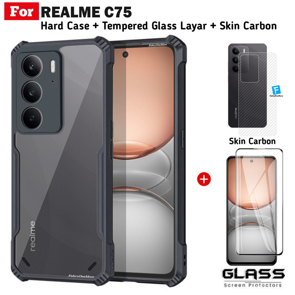 LAYAR 3in1 Case Realme C75 C75x Fusion โปร่งใสฟรีปกป้องหน้าจอและโทรศัพท์มือถือ Garskin