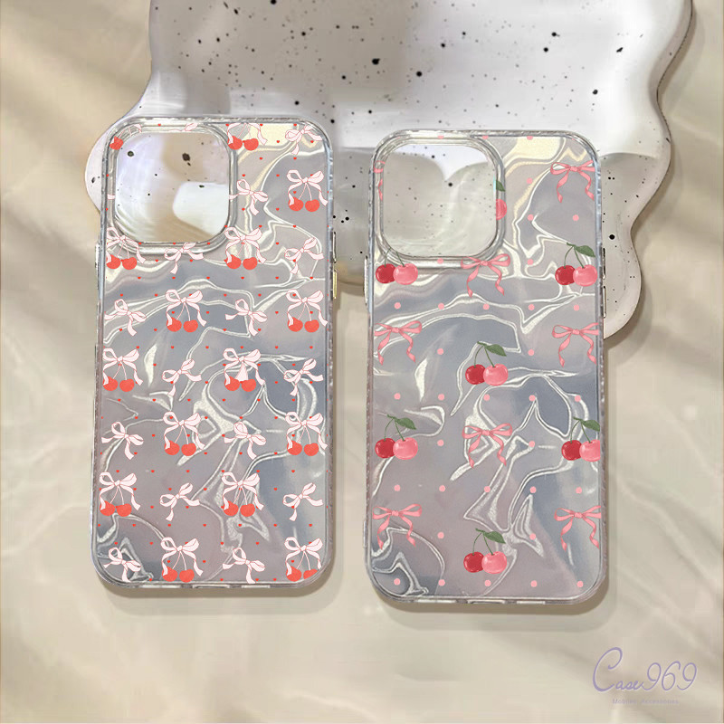 เชอร์รี่สด โบว์ฝัน เคสไอโฟน IPhone 7Plus 14 12 16 15 13 11 Pro Max X XR XS Max 15 16 14 7 8 6 Plus SE