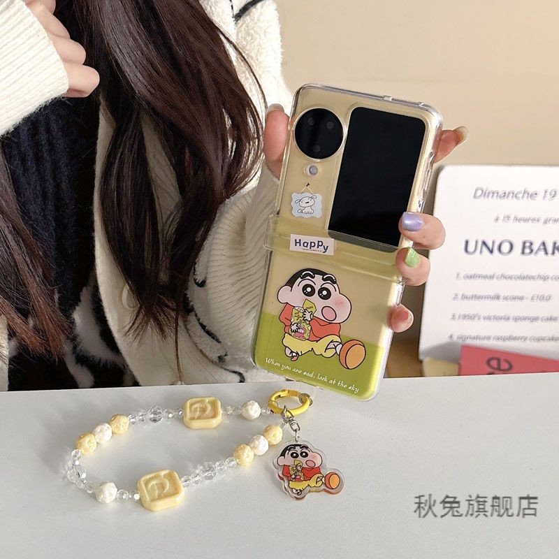 SAMSUNG LUKENเคสโทรศัพท์สําหรับSamsung Galaxy Z Flip 7 6 5 4 3 OPPOค้นหาN2 Flip N3 Flipน่ารักเครยอนชินจังปกหลังพร้อมสร้อยข้อมือสําหรับFlip3 Flip4 Flip5 Flip6 N2Flip N3Flip - รูปที่ 6