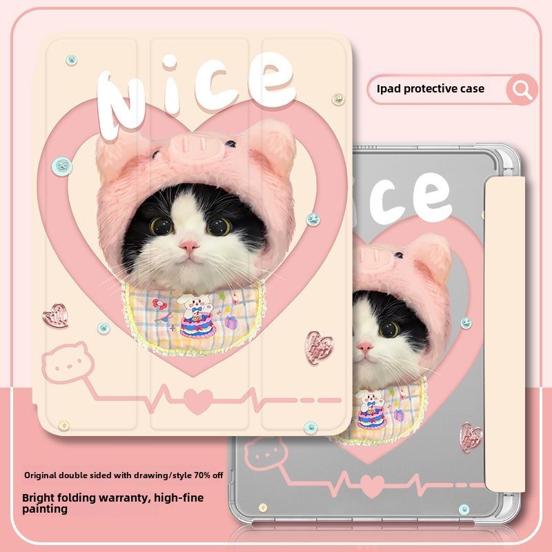 [iPad Air 4] เคสซิลิโคนใส ลายการ์ตูนแมว กันตก สําหรับ iPad 2021 Pro 11 Gen9 gen8 gen7 Mini6 Gen5 gen