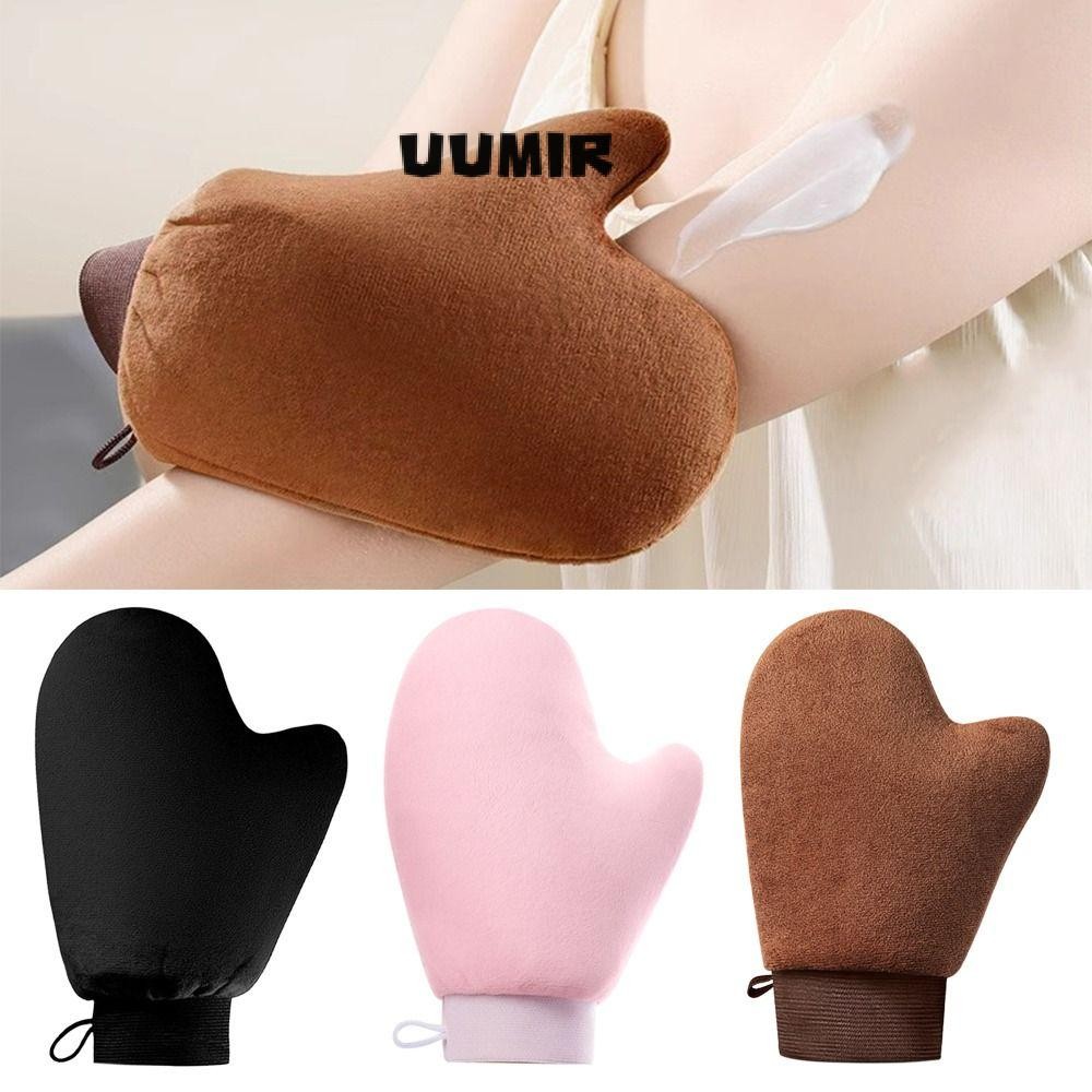 UUMIR Self Tanner Mitt, Reusable Sunless ปลอม Tan Lotion Applicator, ทนทานสองด้านล้างทําความสะอาดได้ Body Face Self Tan ถุงมือ