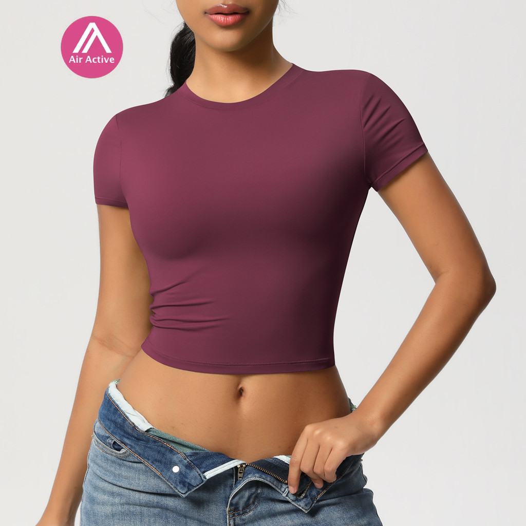 Yoga Sports T-shirt Short Sleeves Crop Top Moisture-wicking Fitness Or Daily Wear