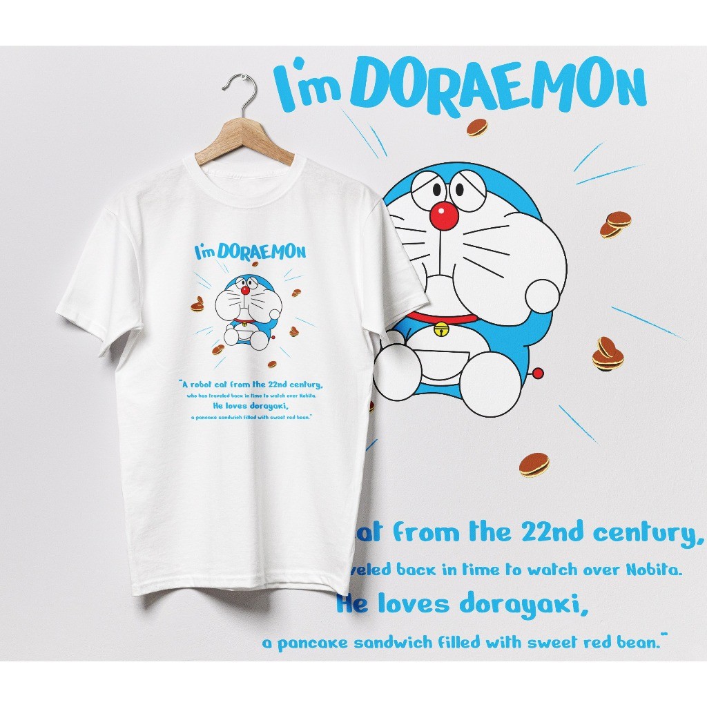 เสื้อยืด I am Doraemon จากการ์ตูนสุดน่ารัก มี 3 สี ดำ ขาว ฟ้าอ่อน ใส่น่ารักๆกันได้เลย S-5XL เสื้อยืด