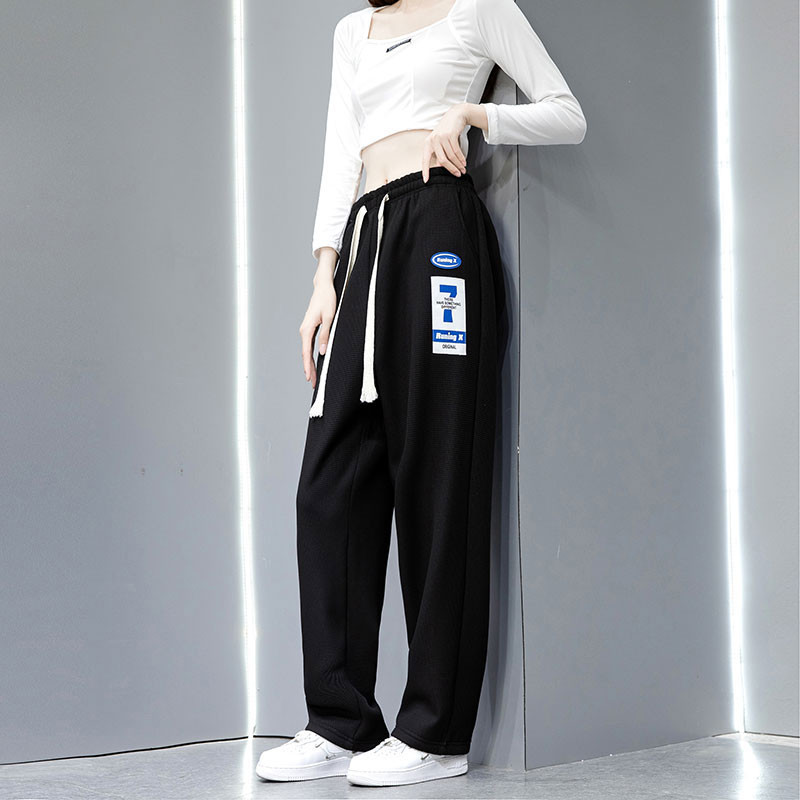 Seluar Kasual Women Pants Fashion Korean Drawstring Pants Wide Leg Pants Simple Casual Women Long Pa