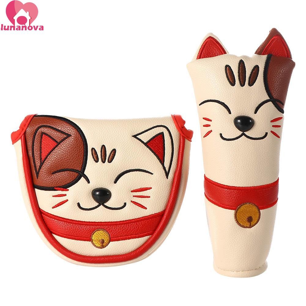 Lunanova Golf Putter Cover สําหรับไดร์เวอร์ Fairway Golfer ของขวัญ Club Head Protector Hybrid ไม้หัวน่ารัก Kitty PU หนังใบมีด Mallet พัตเตอร์