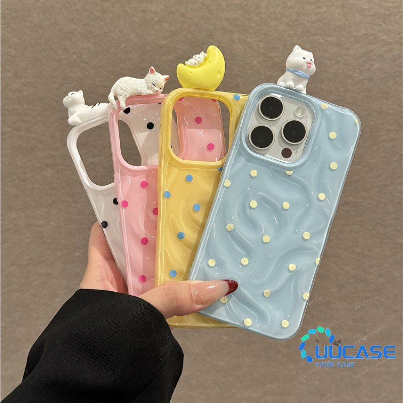 เหมาะสําหรับ IPhone 16 15 14 13 12 11 Pro Max X XR XS Max 7 8 Plus เคสโทรศัพท์ที่มีสีสัน Polka Dot Crawling สัตว์การ์ตูน Soft Shell ATW 29487625270