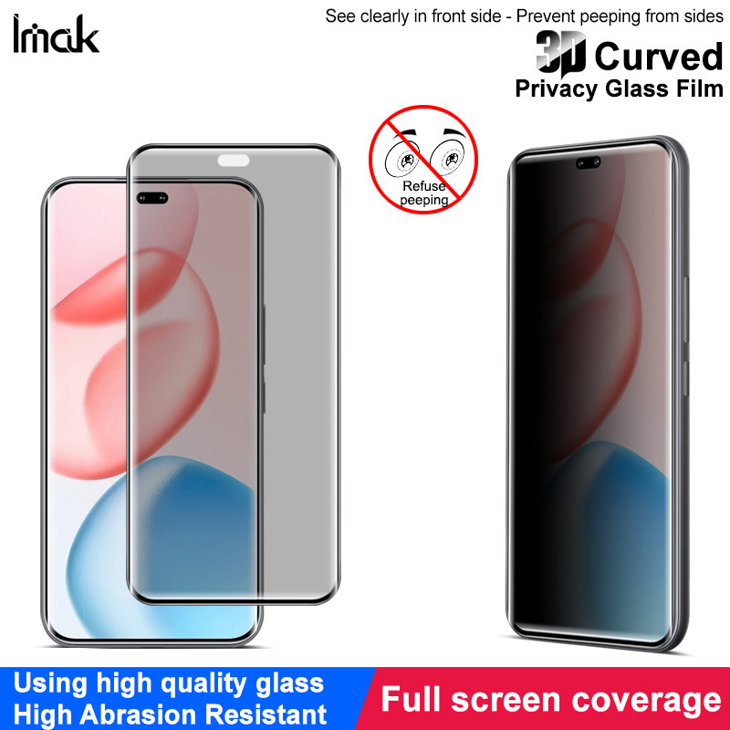 Imak Honor 400 Pro 5G Privacy Tempered Glass 3D Curved Full Cover Anti Peeping Screen Protector Film