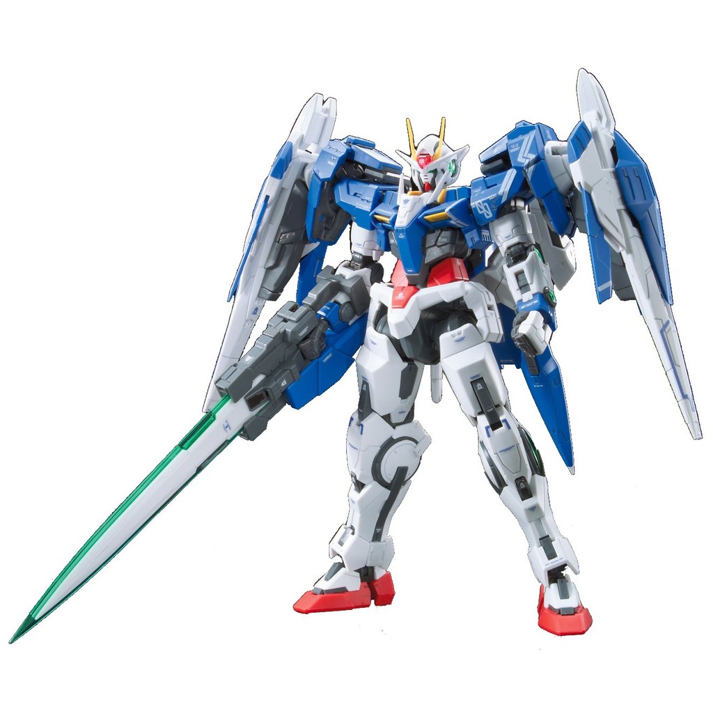 RG Mobile Suit Gundam 00 GN-0000+GNR-010 Double O Raiser 1/144 Scale Pre-Painted Model Kit