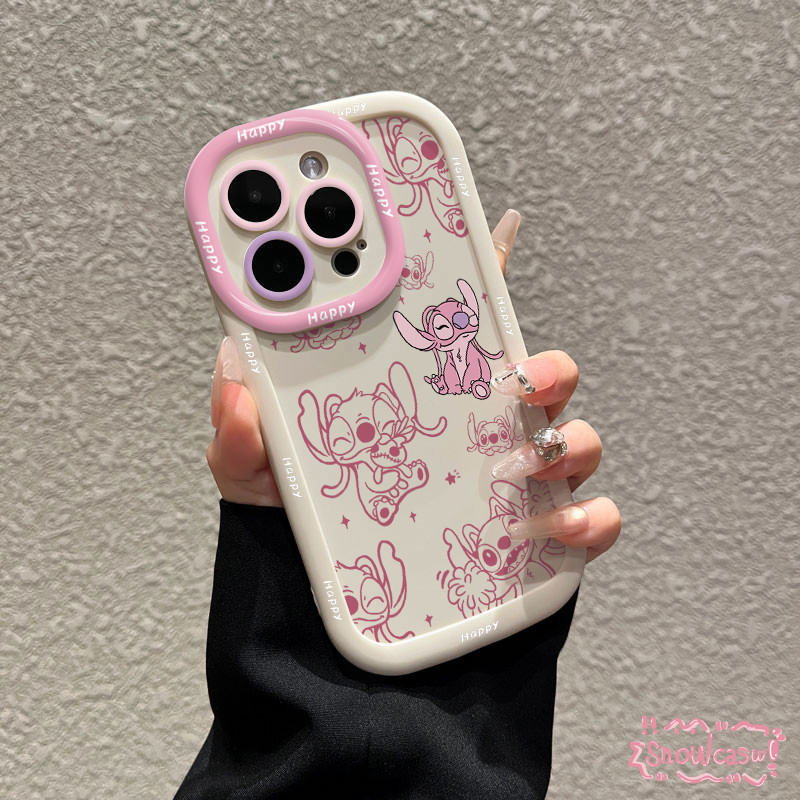 เคสไอโฟน 13 สำหรับ IPhone 11 15 16 12 14 Pro Max 8 16 15 7 Plus XR X XS Max SE พัฟครีมลายการ์ตูนคู่รักกราฟฟิตี้สุดน่ารัก - รูปที่ 7