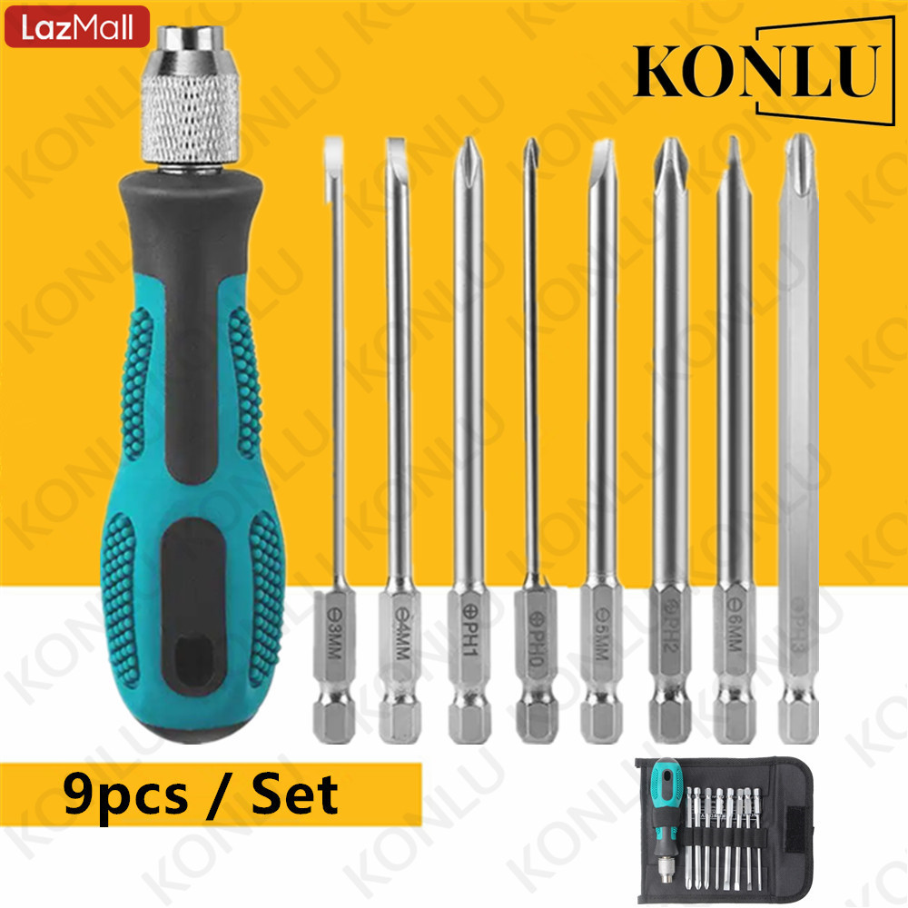 【จุดสินค้า】 ชุดไขควง phillips slotted set 9 ชิ้น ไขควงชุด ไขควงปลายแม่เหล็ก ไขควง Screw driver set หลายขนาดพร้อมใช้งาน