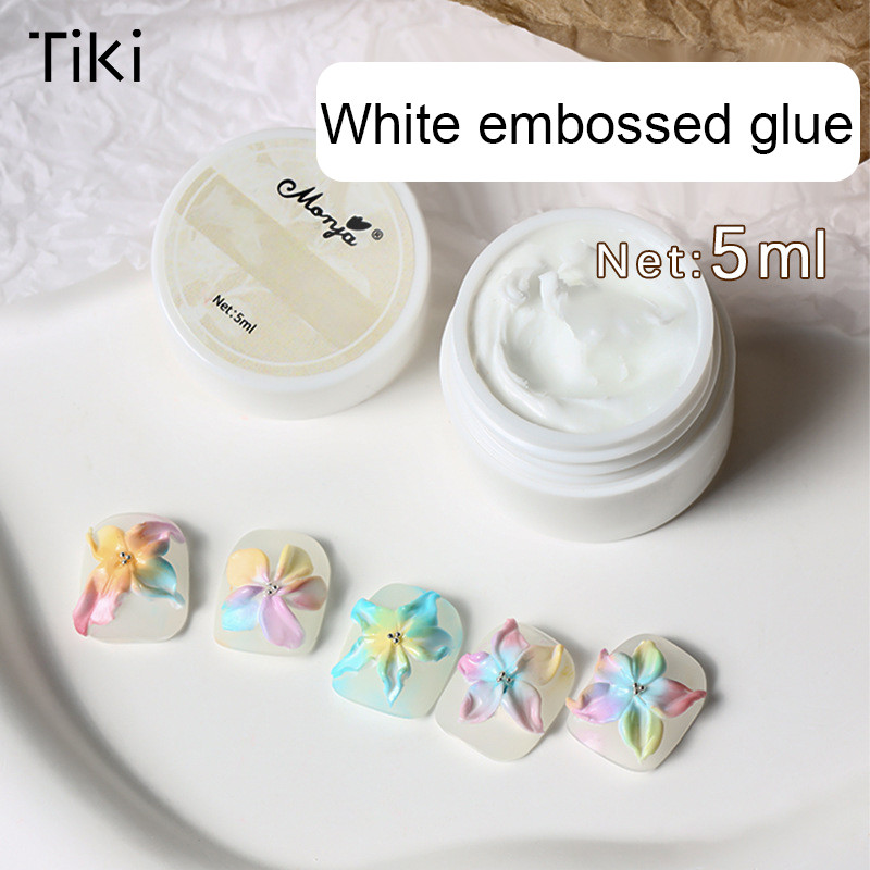 Monja 5ml เล็บเจลประติมากรรม 3D Embossment ไม่มีเช็ด มือแกะสลักเจลภาพวาด UV เจลเล็บเครื่องมือ-tk