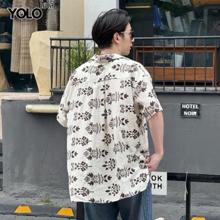 YOLOเสื้อเชิ้ตFREE SIZEเสื้อเชิ้ตแขนสั้น เนื้อผ้าดี ใส่สบาย ผ้าพิมพ์ลายทั้งผืน Y25002