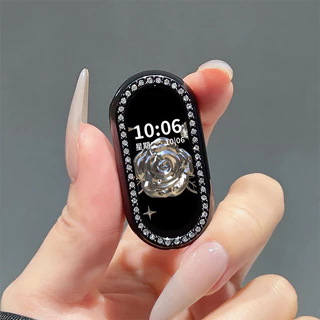 กรณี PC รูโดยไม่มีฟิล์มสำหรับ for Xiaomi Mi Band 9 10 NFC ป้องกัน Gores แข็งกันชน Bling เพชรป้องกันหน้าจอฝาอุปกรณ์เสริม