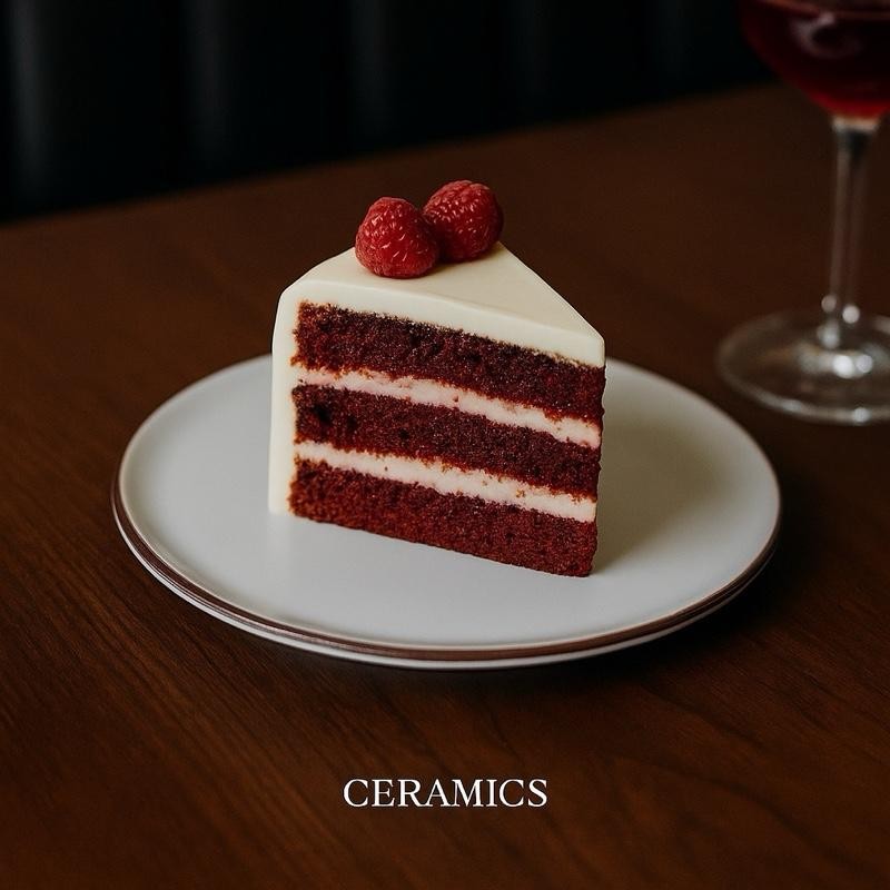 TH Creamy White with Mocha Rim จานเซรามิขาวตัดขอบน้ำตาล ขนาด 8 นิ้ว สามารถเข้าเครื่องล้างจานไมโครเวฟได้