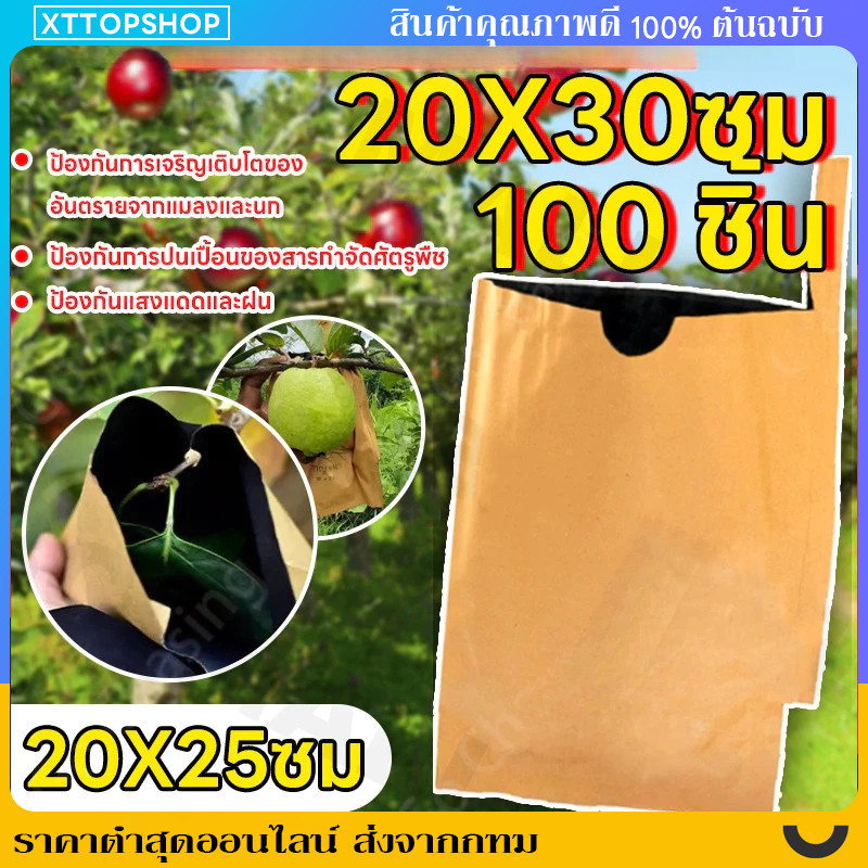 ถุงห่อผลไม้ ทีเอบี ขนาด 20x30 ซ.ม. จำนวน 100 ใบ ถุงห่อมะม่วง ถุงคาร์บอน ทีเอบี ป้องกันแมลงวันทอง ช่วยให้ผลไม้