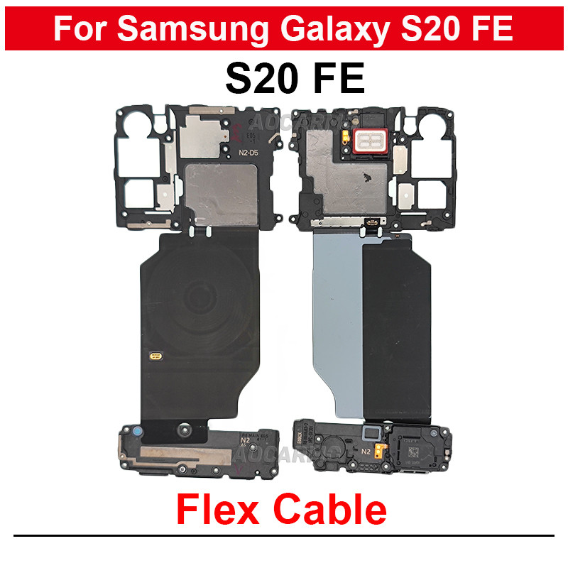 สําหรับ Samsung Galaxy S20 FE s20fe เมนบอร์ดพร้อมหูฟังและไร้สายชาร์จ Coil NFC โมดูลลําโพงอะไหล่ซ่อม