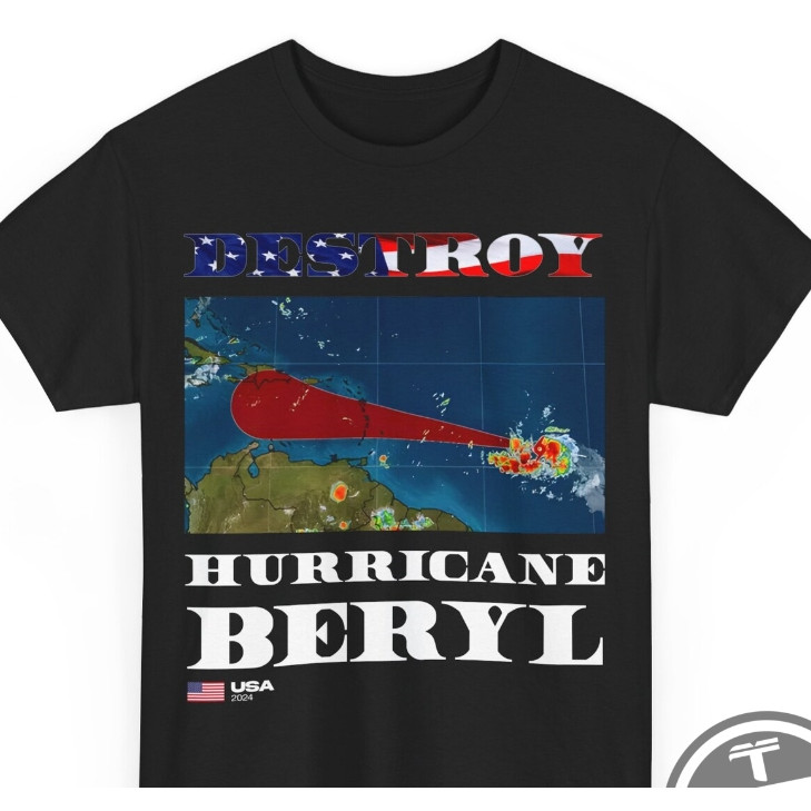 Destroi Hurricane Beryl เสื้อ I Support Usa T เสื้อ Hurricane Beryl Tee