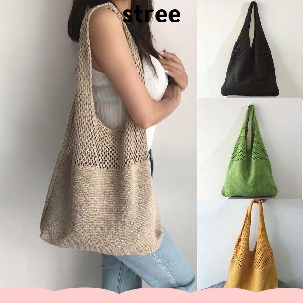 Stree กระเป๋าช้อปปิ้งแฟชั่น Messenger Tote กระเป๋าถือถัก