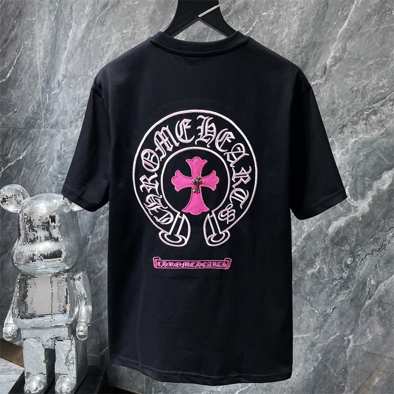 เสื้อยืดสตรีทสไตล์ผู้ชายและผู้หญิง หนังกีบม้าไขว้พลัสไซส์ลําลองแขนสั้นท็อปส์ - รูปที่ 4