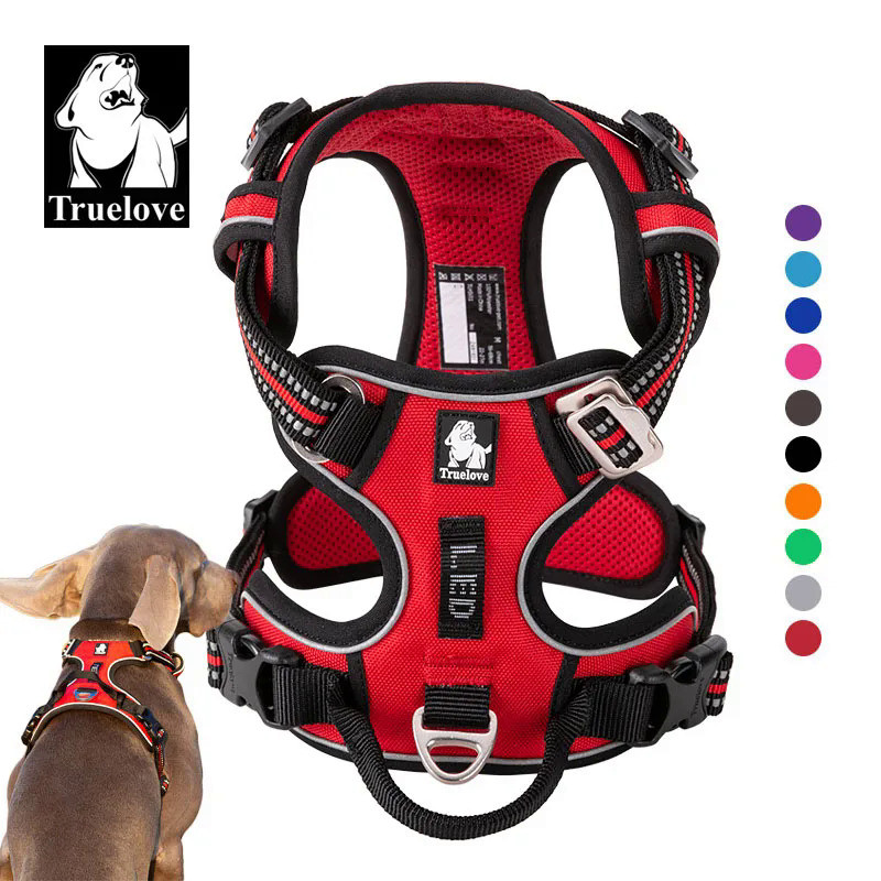 Truelove Front Nylon Dog Harness No Pull Vest Soft Adjustable Safety Harness For Dog Small Large Run