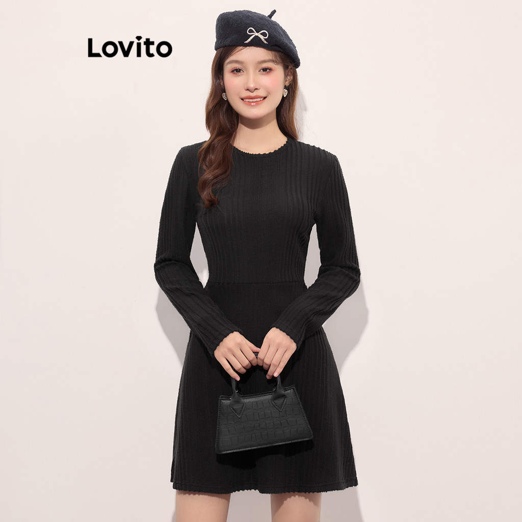 Lovito ชุดเดรสผ้าเดรปทรงลำลองสำหรับผู้หญิง L114AD120