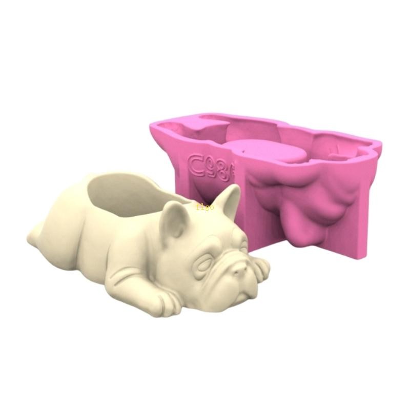 Flgo แม่พิมพ์ซิลิโคนดอกไม้หม้อแม่พิมพ์ Succulent Planter Moulds รูปร่างสุนัขคอนกรีตหล่อแม่พิมพ์เหมาะสําหรับ Crafting Plan