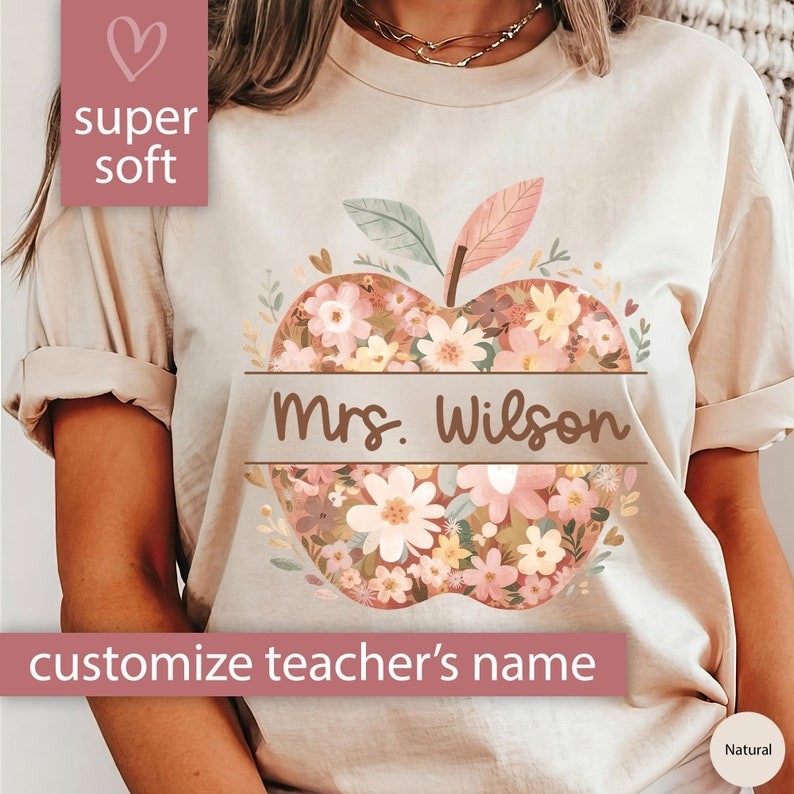 😆สุขสันต์วันครู💞 Custom Teacher Apple Shirt, Teacher Team Shirt Teacher Gi S-5XL