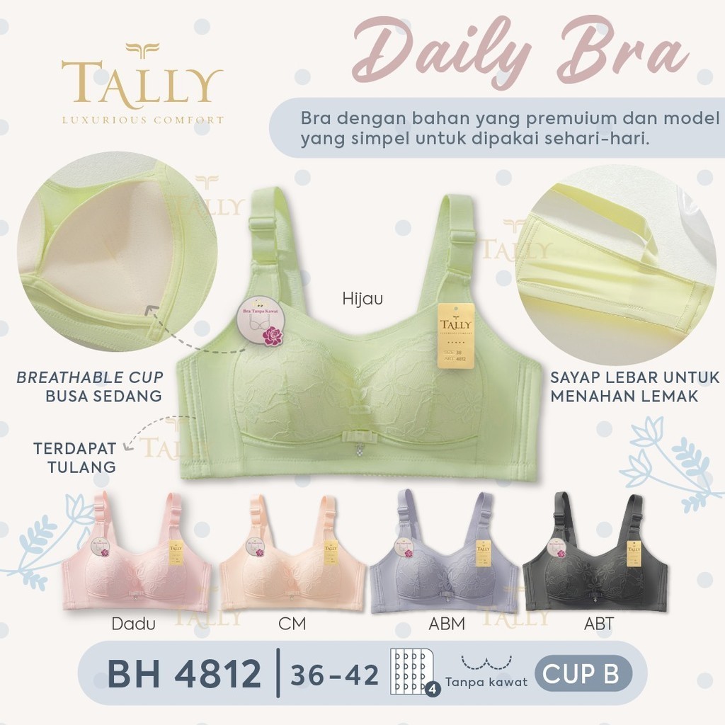 KATUN SALLY BRA BH 4812 I WIRELESS I CUP B LARGE | FULL CUP I MEDIUM FOAM I SIZE 36 – 42 I 4 HOOKS I