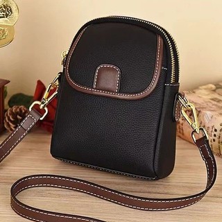 2024 New Style Fashion One-Shoulder Small Bag Trendy Ladies Mobile Phone Bag Soft Leather All-Match Bag Cross @