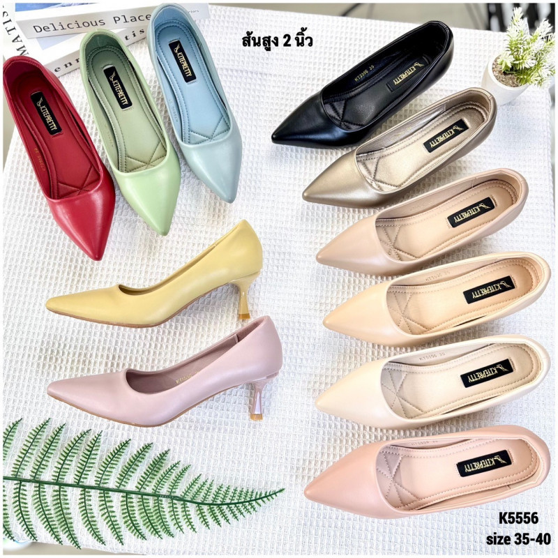 K5556A6 คัชชูส้นสูง 2 นิ้ว หนังนิ่มพื้นนุ่ม