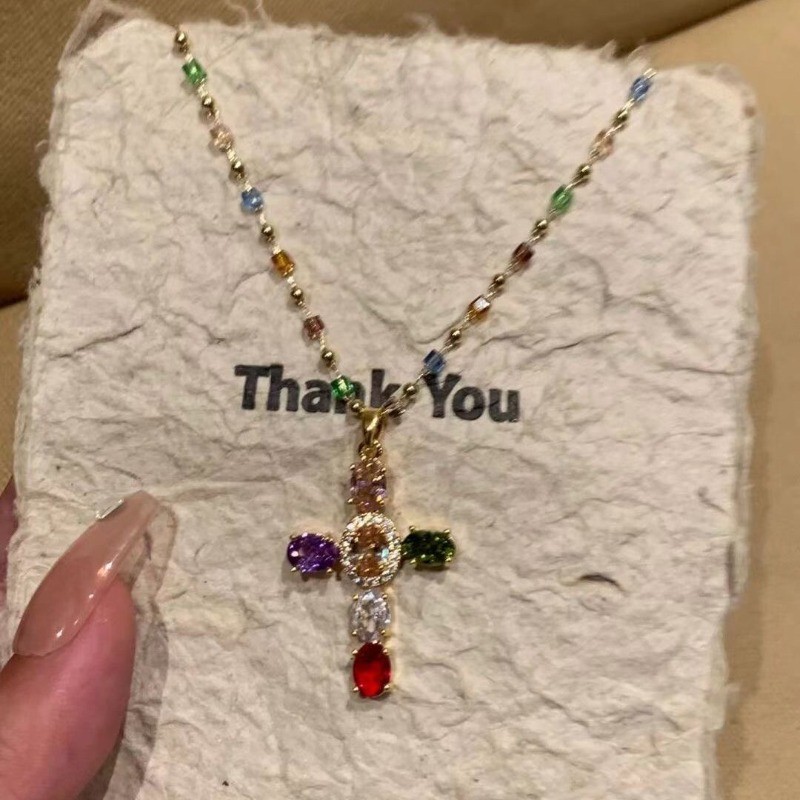 สร้อยคอไขว้เพทายสี Dopamine ของขวัญนักเรียนหญิง