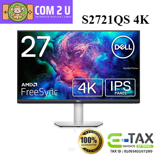 DELL Monitor รุ่น S2721QS Ultra-Thin Bezel Monitor 27" IPS 4K UHD (HDMI, DP) ประกันศูนย์เดล 3 ปี