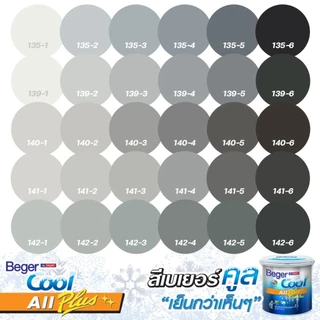 Beger คูลออลพลัส สีบ้านเย็น กึ่งเงา สีเทา 9L เบอร์ตามพัดสี สีทาภายนอกและภายใน สีทาบ้าน สีบ้านเย็น