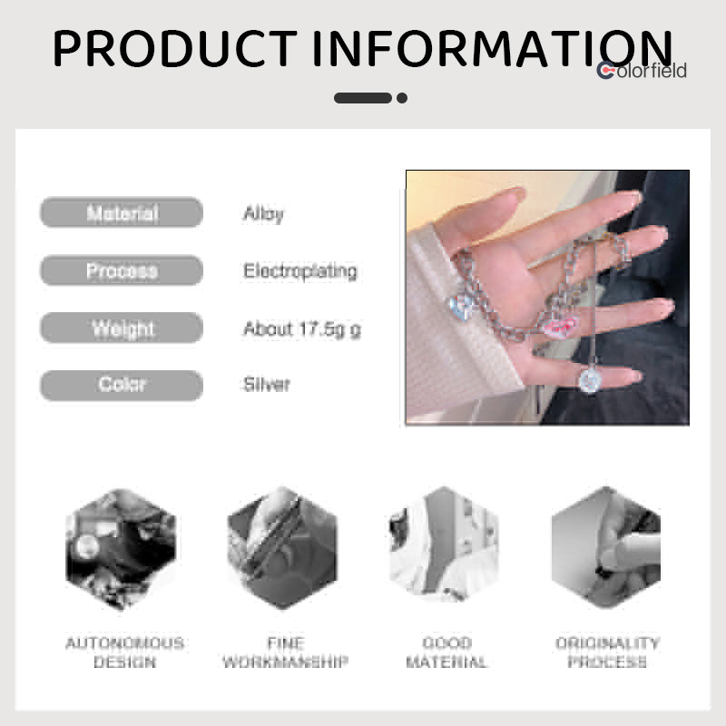 Colorfield สร้อยคอรักระดับไฮเอนด์ซ้อนกันสองชั้นในโซ่ไหปลาร้าบุคลิกภาพ Hip Hop - รูปที่ 7