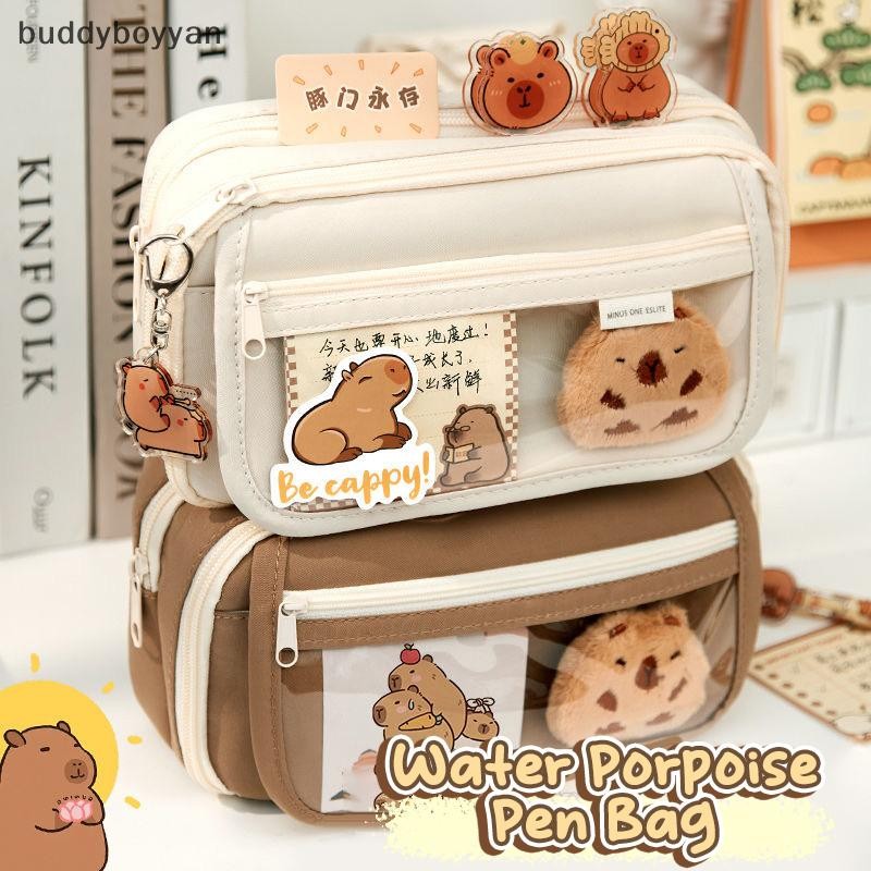 Bbth ใหม่ Capibala กระเป๋าดินสอเครื่องเขียนกระเป๋าน่ารักผ้ากล่องดินสอ Kawaii สกปรกทนขนาดใหญ่ความจุ High-ดูกล่องดินสอ Vary