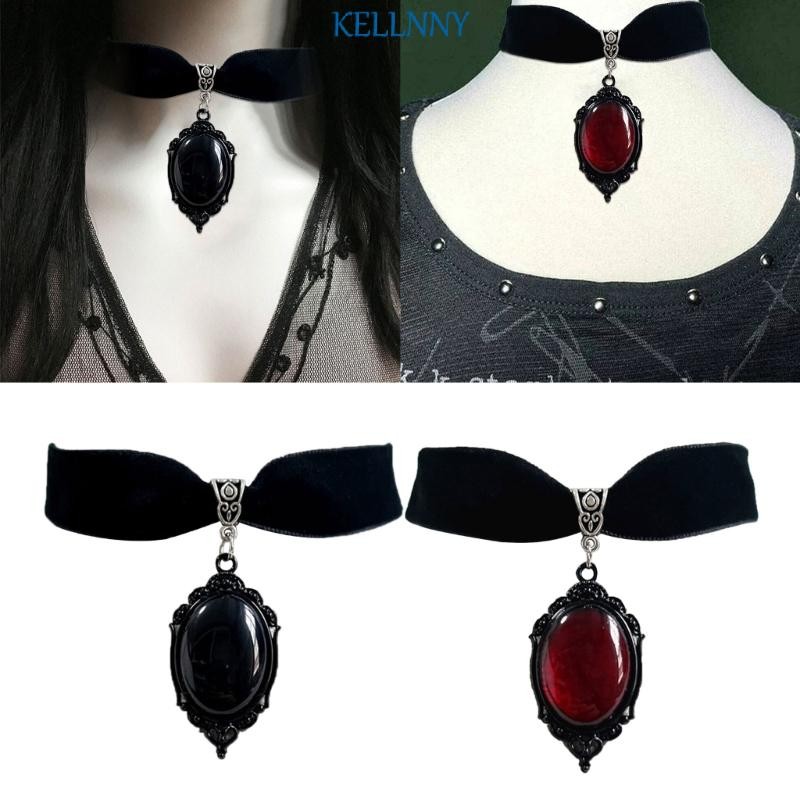 Kellnny Charm Choker สําหรับผู้หญิงสร้อยคอกํามะหยี่ Mystery Pagan Witch เครื่องประดับสาว