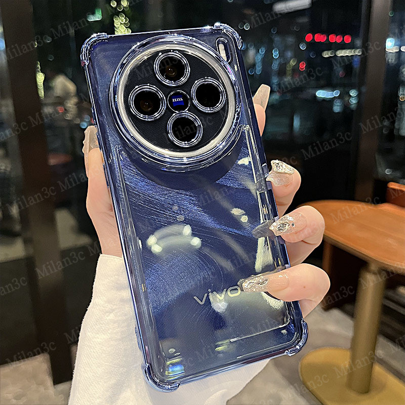 เคส Vivo X200 X200 FE X100 X90 5G เคส Vivo X200 X100 X90 Pro เคสใสกันกระแทกแบบนิ่ม เลนส์หุ้มเต็มตัว ถุงลมนิรภัยหนา เคสโทรศัพท์เคลือบไฟฟ้า