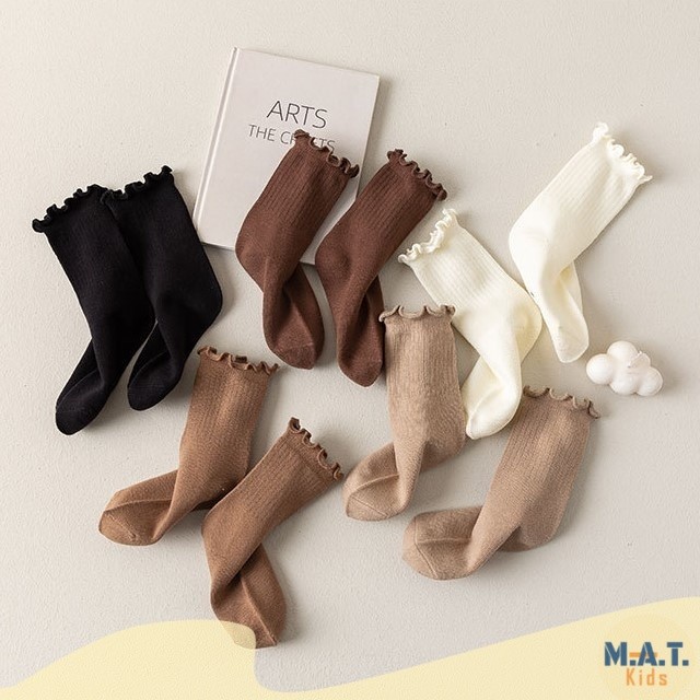 ถุงเท้าเด็ก ขอบตกแต่งระบาย สำหรับ1-8ขวบ พร้อมส่งจากไทย