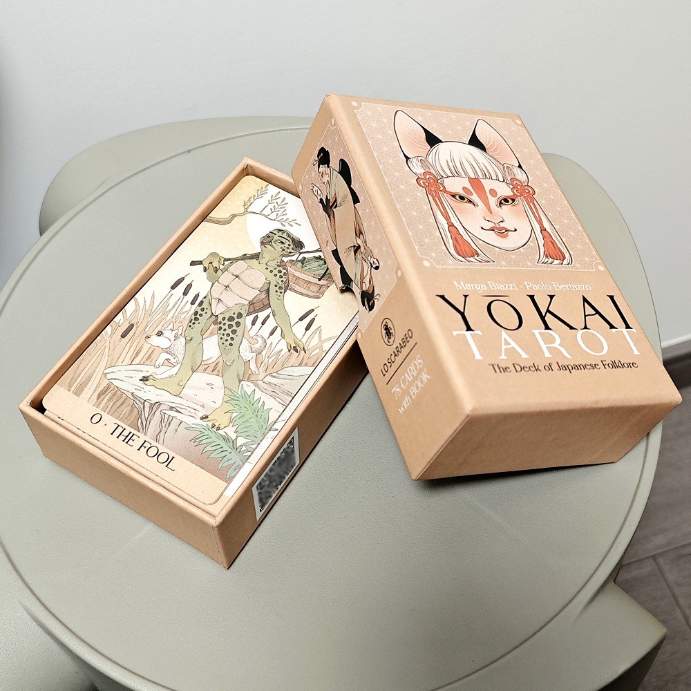 Yokai Tarot The Deck of ญี่ปุ่น Folklore 12*7 ซม.78 ชิ้นในกล่องแข็งพิมพ์บน 350GSM คู่นูน Cardstock