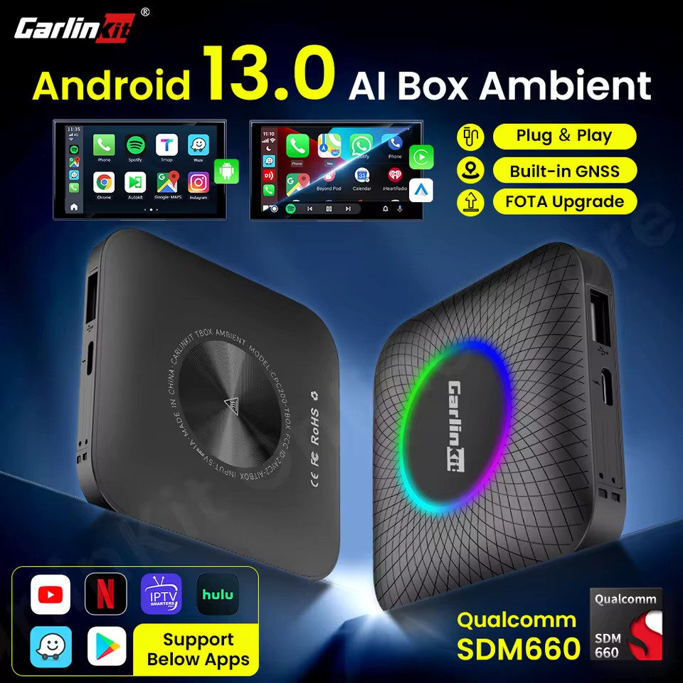 【ส่งเร็ว】Carlinkit SDM660 Tv Box Android 13 ai box Qualcomm 8 Core รถยนต์ Android Auto apple wireles