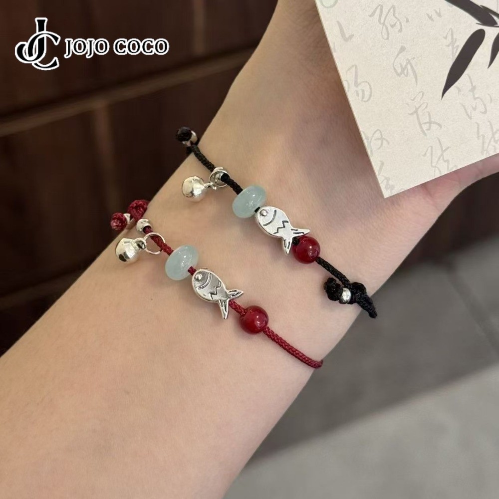 สร้อยข้อมือโจโจ้ โกโก้ แบบใบไผ่และผีเสื้อ สีแดง สำหรับเด็ก