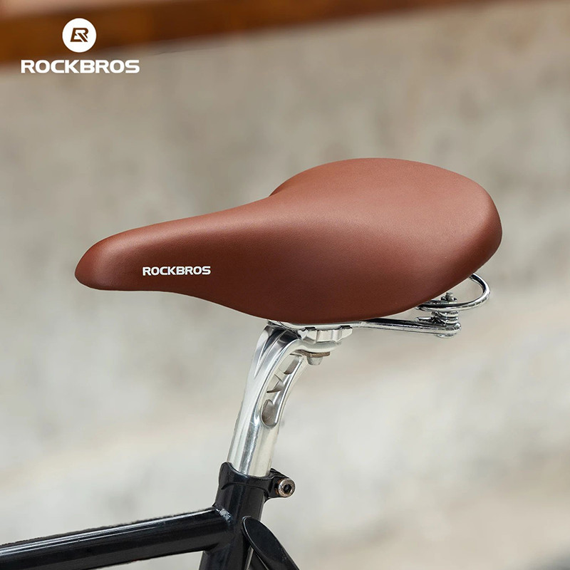 ROCKBROS อานจักรยาน Anti-Slip Shock Absorption Breathable เบาะรองนั่ง retro สำหรับผู้ชายและผู้หญิง MTB และจักรยานเสือหมอบ