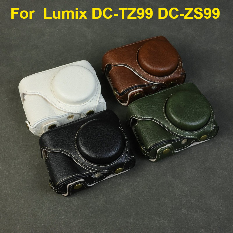กระเป๋ากล้องหนัง PU สําหรับ Panasonic Lumix ZS99 TZ99 ฝาครอบกล้อง