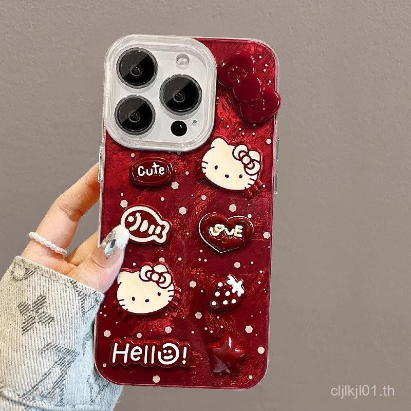 เคสโทรศัพท์ลายแมว 3D น่ารักสำหรับ iPhone 16 15 14 13 Pro รูปที่ 4